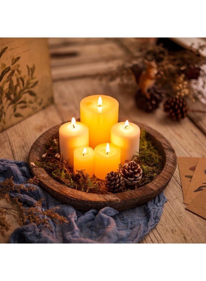HOMESTAR Round Wooden Candle Holder Tray, Rustic Farmhouse Centerpiece Decor For Coffee Table, Multipurpose Serving and Display Tray For Fruits Bread, Home Decor For Party Wedding Birthday，29cm - Image 5
